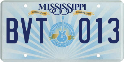 MS license plate BVT013
