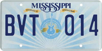 MS license plate BVT014
