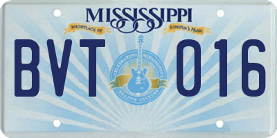MS license plate BVT016