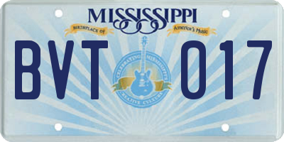 MS license plate BVT017