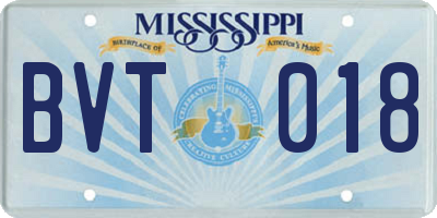 MS license plate BVT018