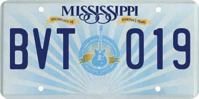MS license plate BVT019