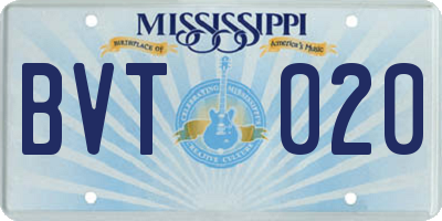 MS license plate BVT020