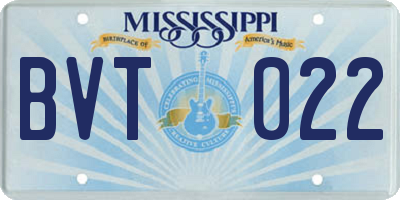 MS license plate BVT022