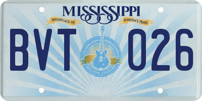 MS license plate BVT026