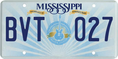 MS license plate BVT027