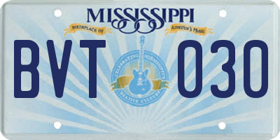MS license plate BVT030