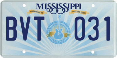 MS license plate BVT031