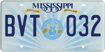 MS license plate BVT032