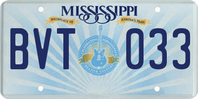MS license plate BVT033