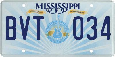 MS license plate BVT034