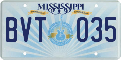 MS license plate BVT035