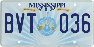 MS license plate BVT036