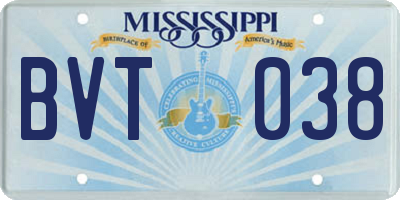 MS license plate BVT038