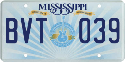 MS license plate BVT039