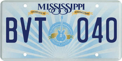MS license plate BVT040