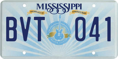 MS license plate BVT041
