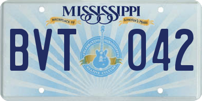 MS license plate BVT042