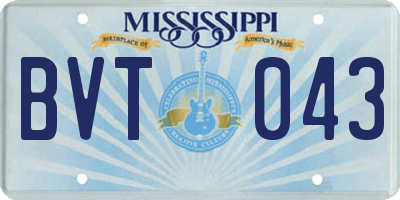 MS license plate BVT043