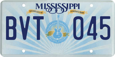 MS license plate BVT045