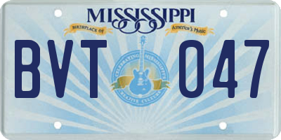 MS license plate BVT047