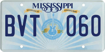 MS license plate BVT060