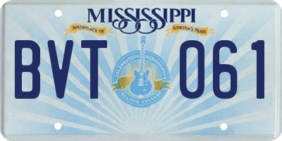 MS license plate BVT061