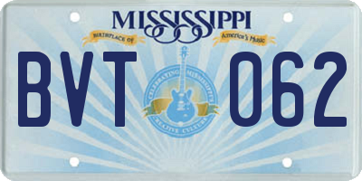 MS license plate BVT062