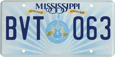 MS license plate BVT063