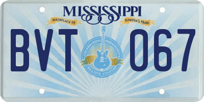 MS license plate BVT067