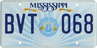 MS license plate BVT068