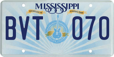 MS license plate BVT070