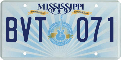MS license plate BVT071