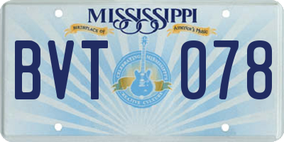 MS license plate BVT078