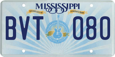 MS license plate BVT080