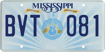 MS license plate BVT081