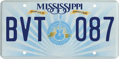 MS license plate BVT087