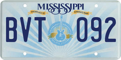 MS license plate BVT092