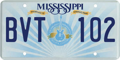 MS license plate BVT102
