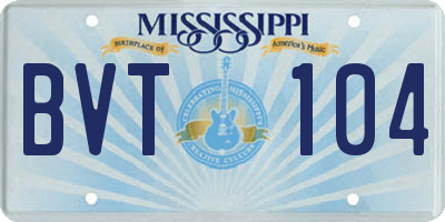 MS license plate BVT104