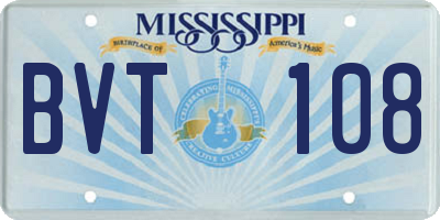 MS license plate BVT108