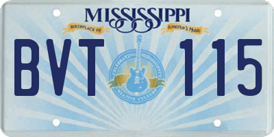 MS license plate BVT115