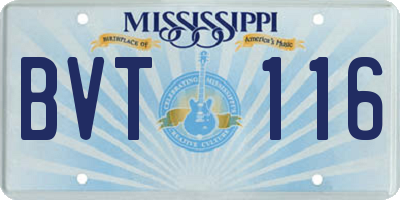 MS license plate BVT116