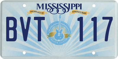 MS license plate BVT117