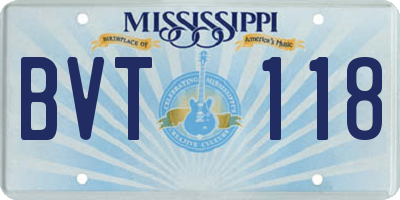 MS license plate BVT118