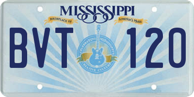 MS license plate BVT120
