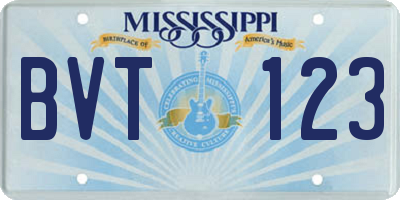 MS license plate BVT123