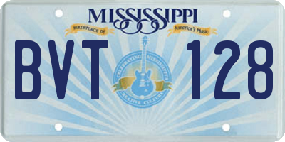 MS license plate BVT128