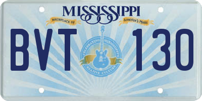 MS license plate BVT130
