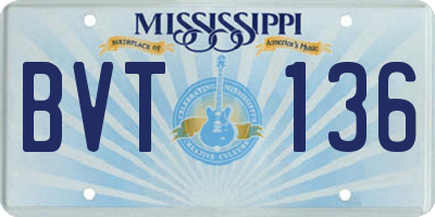MS license plate BVT136